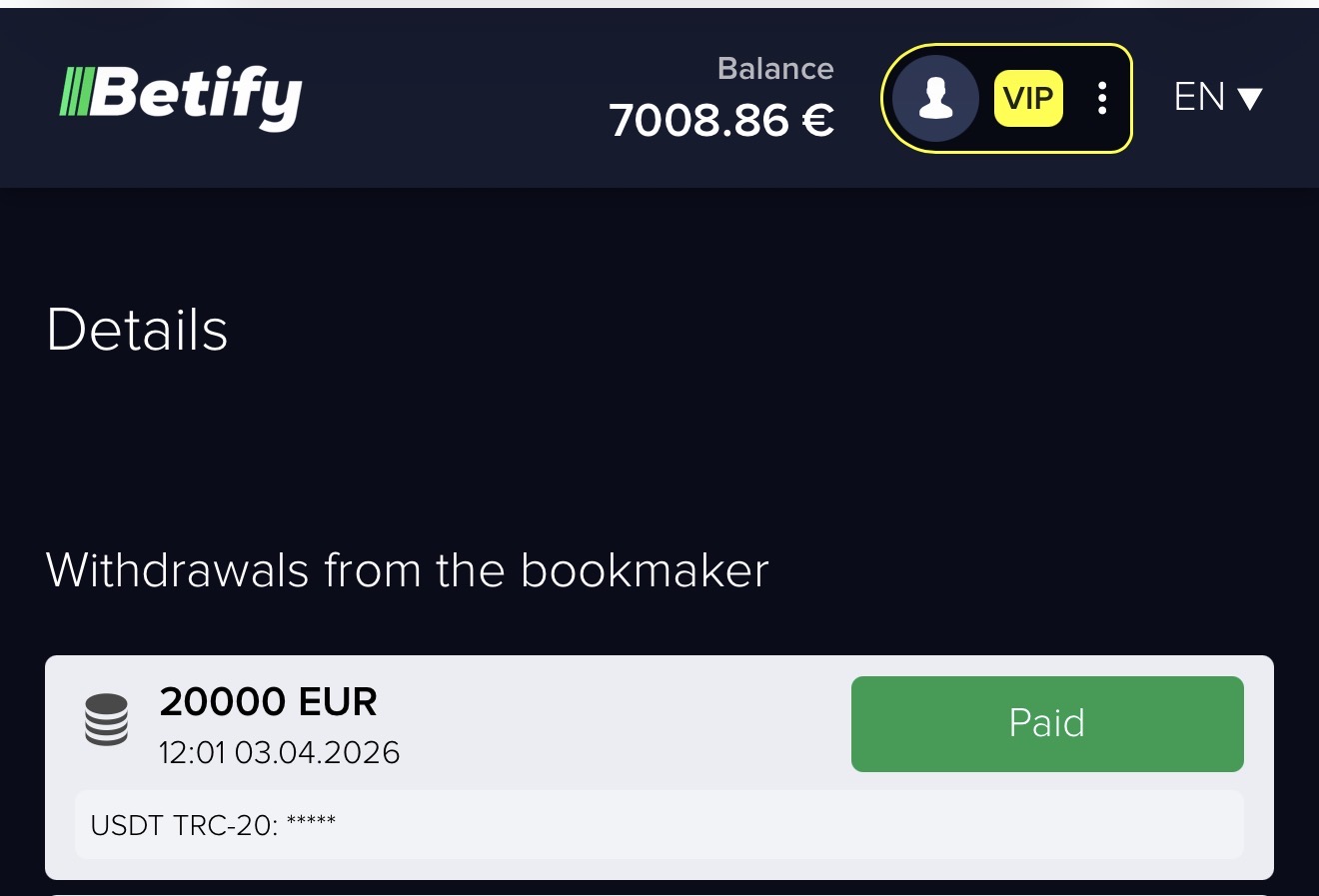 Bookmaker payout report